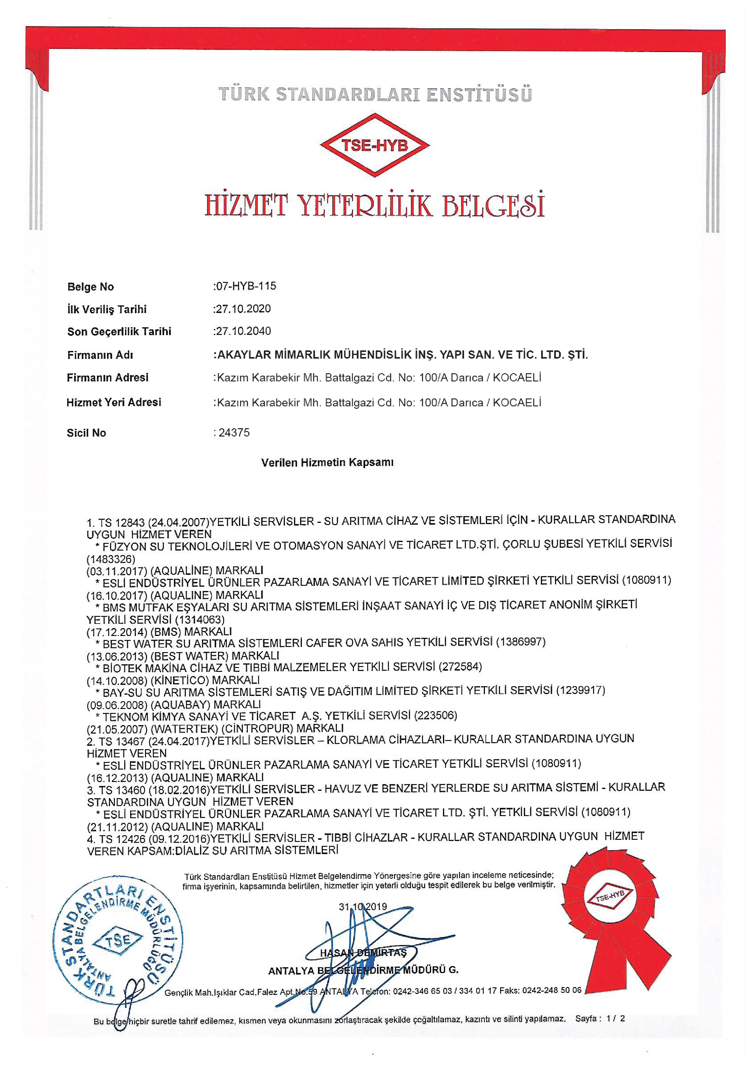 Marmara Arıtma sertifika 2